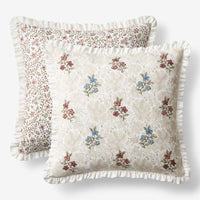 Floral Reversible Decorative Square Pillow Cover - Ivory Multi, 20 in. x 20 in.,Ivory Multi