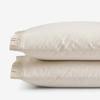 Solid Ruffle Garment Washed Cotton Percale Pillowcase Set - Buff, Standard,Buff