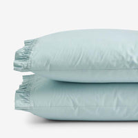 Solid Ruffle Garment Washed Cotton Percale Pillowcase Set - Cloud Blue, Standard,Cloud Blue