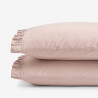 Solid Ruffle Garment Washed Cotton Percale Pillowcase Set - Rose, Standard,Rose
