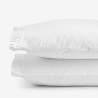 Solid Ruffle Garment Washed Cotton Percale Pillowcase Set - White, King,White