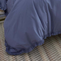 Solid Ruffle Garment Washed Cotton Percale Duvet Cover - Denim Blue, Twin/Twin XL,Denim Blue