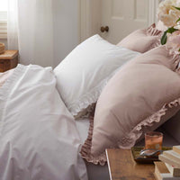 Solid Ruffle Garment Washed Cotton Percale Duvet Cover - Rose, Twin/Twin XL,Rose