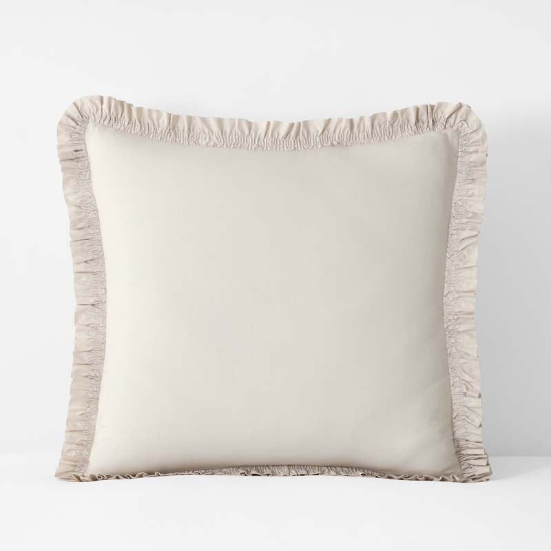 Solid Ruffle Garment Washed Cotton Percale Sham - Buff, Euro,Buff