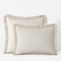 Solid Ruffle Garment Washed Cotton Percale Sham - Buff, Standard,Buff