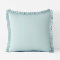 Solid Ruffle Garment Washed Cotton Percale Sham - Cloud Blue, Euro,Cloud Blue