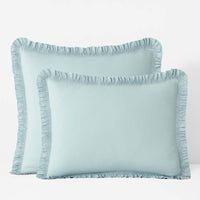 Solid Ruffle Garment Washed Cotton Percale Sham - Cloud Blue, Standard,Cloud Blue