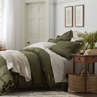 Solid Ruffle Garment Washed Cotton Percale Sham - Olive, Standard,Olive