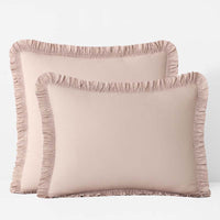 Solid Ruffle Garment Washed Cotton Percale Sham - Rose, Standard,Rose