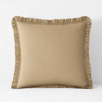 Solid Ruffle Garment Washed Cotton Percale Sham - Wheat, Euro,Wheat