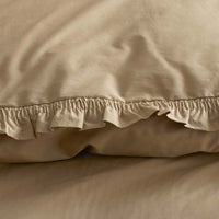 Solid Ruffle Garment Washed Cotton Percale Sham - Wheat, Standard,Wheat