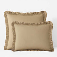 Solid Ruffle Garment Washed Cotton Percale Sham - Wheat, Standard,Wheat