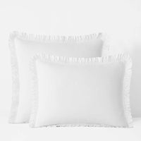 Solid Ruffle Garment Washed Cotton Percale Sham - White, Standard,White