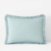 Solid Ruffle Garment Washed Cotton Percale Sham - Cloud Blue, Standard,Cloud Blue