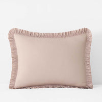 Solid Ruffle Garment Washed Cotton Percale Sham - Rose, Standard,Rose