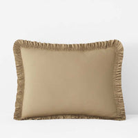 Solid Ruffle Garment Washed Cotton Percale Sham - Wheat, Standard,Wheat