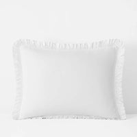 Solid Ruffle Garment Washed Cotton Percale Sham - White, Standard,White