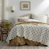Solid Ruffle Garment Washed Cotton Percale Bed Sheet Set - Wheat, Twin XL,Wheat