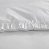 Solid Ruffle Garment Washed Cotton Percale Bed Sheet Set - White, Twin XL,White