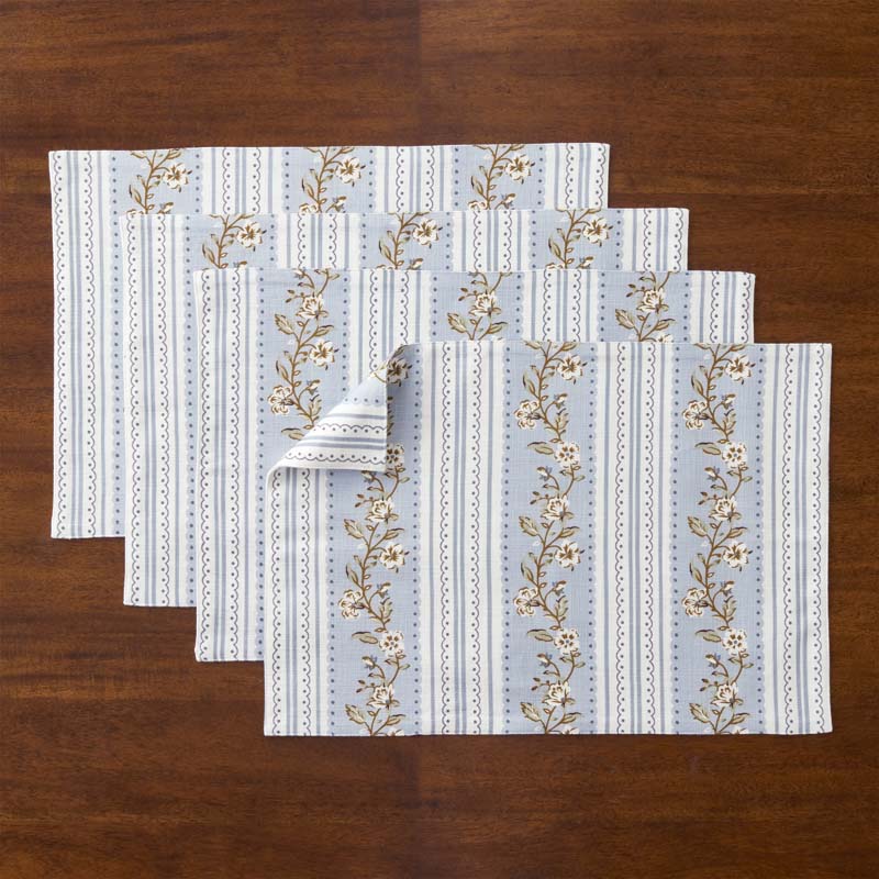 Floral Placemats, Set of 4 - Floral Stripe,Floral Stripe
