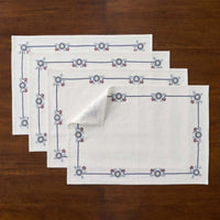 Floral Placemats, Set of 4 - Floral Border,Floral Border