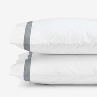 Contrast Border Premium Cool Supima® Cotton Percale Pillowcase Set - Pewter, Standard,Pewter
