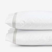 Contrast Border Premium Cool Supima® Cotton Percale Pillowcase Set - Pearl Gray, Standard,Pearl Gray