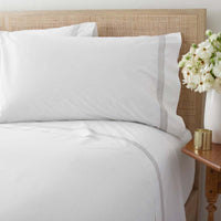 Contrast Border Premium Cool Supima® Cotton Percale Pillowcase Set - Pearl Gray, Standard,Pearl Gray