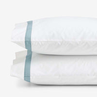 Contrast Border Premium Cool Supima® Cotton Percale Pillowcase Set - Slate Blue, Standard,Slate Blue