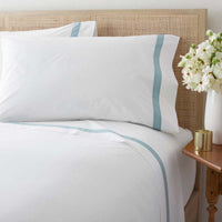 Contrast Border Premium Cool Supima® Cotton Percale Pillowcase Set - Slate Blue, Standard,Slate Blue