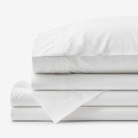 Contrast Border Premium Cool Supima® Cotton Percale Bed Sheet Set - White, Twin,White