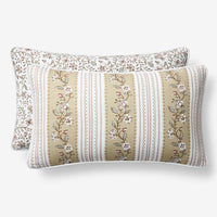 Floral Sprigs Reversible Decorative Lumbar Pillow Cover - Multi, 12 in. x 21 in.,Multi