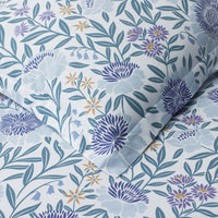 Tira Floral Classic Cool Cotton Percale Flat Bed Sheet - Floral Blue, Twin/Twin XL,Floral Blue