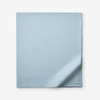 Tira Floral Classic Cool Cotton Percale Flat Bed Sheet - Stripe Blue, Twin/Twin XL,Stripe Blue