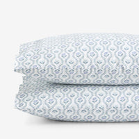 Tira Floral Classic Cool Cotton Percale Pillowcase Set - Flower Blue, Standard,Flower Blue