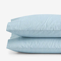 Tira Floral Classic Cool Cotton Percale Pillowcase Set - Stripe Blue, Standard,Stripe Blue