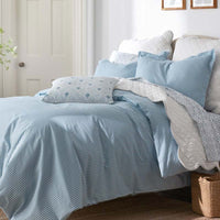 Tira Floral Classic Cool Cotton Percale Pillowcase Set - Stripe Blue, Standard,Stripe Blue