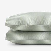 Tira Floral Classic Cool Cotton Percale Pillowcase Set - Stripe Green, Standard,Stripe Green
