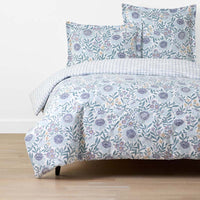 Tira Floral Classic Cool Cotton Percale Reversible Duvet Cover - Floral Blue, King/Cal. King,Floral Blue