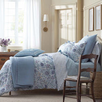 Tira Floral Classic Cool Cotton Percale Reversible Sham - Floral Blue, Euro,Floral Blue