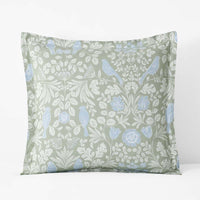 Tira Floral Classic Cool Cotton Percale Reversible Sham - Bird Green, Euro,Bird Green