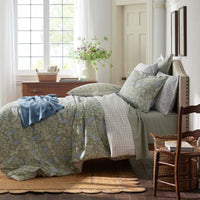 Tira Floral Classic Cool Cotton Percale Reversible Sham - Bird Green, King,Bird Green