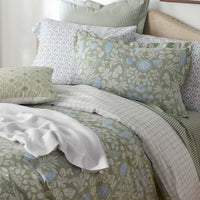 Tira Floral Classic Cool Cotton Percale Reversible Sham - Bird Green, King,Bird Green