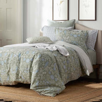 Tira Floral Classic Cool Cotton Percale Reversible Sham - Bird Green, King,Bird Green