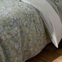 Tira Floral Classic Cool Cotton Percale Reversible Sham - Bird Green, King,Bird Green