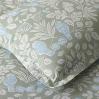 Tira Floral Classic Cool Cotton Percale Reversible Sham - Bird Green, King,Bird Green