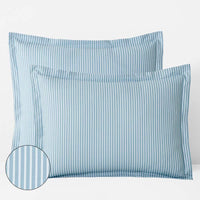 Tira Floral Classic Cool Cotton Percale Sham - Stripe Blue, Standard,Stripe Blue