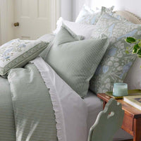 Tira Floral Classic Cool Cotton Percale Sham - Stripe Green, King,Stripe Green