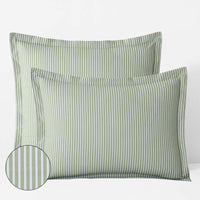 Tira Floral Classic Cool Cotton Percale Sham - Stripe Green, King,Stripe Green