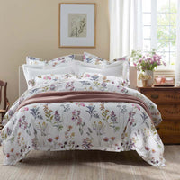 Blooming Garden Classic Smooth Sateen Bed Sheet Set - White Multi, Twin,White Multi